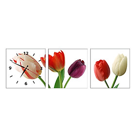 Tranh đồng hồ treo tường 3 tấm thế giới tranh đẹp hh00246-dh