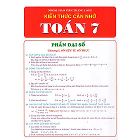 Mua Tài Liệu Kiến Thức Cần Nhớ Toán Lớp 7