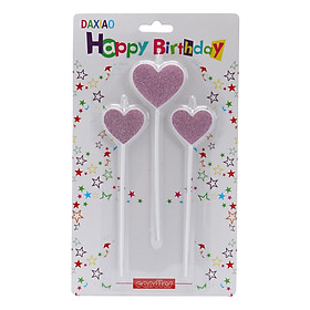 Nến Trái Tim Nhũ Tím  3 Cây