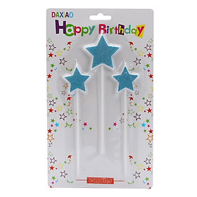 Nến Ngôi Sao Nhũ Xanh 3 Cây