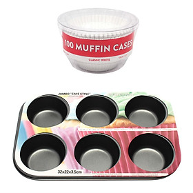Mua Bộ Khuôn Làm Bánh Muffin 6 Ô Và Giấy Lót Khuôn Uncle Bills KC0201 - KC0331