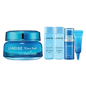 Kem Dưỡng Ẩm Mát Da Dạng Gel Laneige Water Bank Gel Cream (50ml) + Bộ 4 Sản Phẩm Dưỡng Ẩm Laneige Water Bank