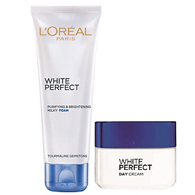 Bộ Đôi Kem Dưỡng Ngày Và Sữa Rửa Mặt White Perfect Dewy L'oreal 50ml