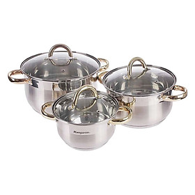 Mua Bộ 3 Nồi Inox Liên Doanh 5 Lớp Đáy Từ Kangaroo KG866