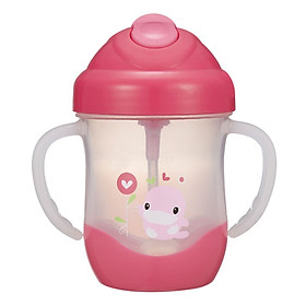 Bình tập uống bằng ống hút kuku có tay cầm ku5452a - 200ml hồng
