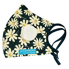 Khẩu Trang Karibon Max Air Size L (Hoa Trắng Nền Đen)