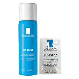 Xịt Khoáng Dành Cho Da Dầu, Da Mụn La Roche Posay Serozinc (50ml) - Tặng Gel Rửa Mặt Effaclar (7ml)
