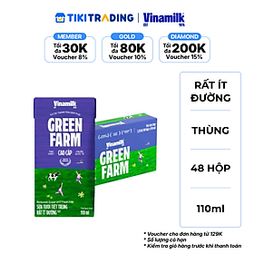 Thùng 48 hộp Tươi Tiệt Trùng Vinamilk Green Farm rất ít đường 110ml