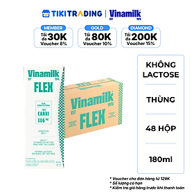 Thùng 48 Hộp Sữa tiệt trùng Vinamilk Flex không Lactose 180ml