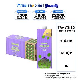 Thùng 12 hộp Trà Atisô không đường Vinamilk - Hộp giấy 1L
