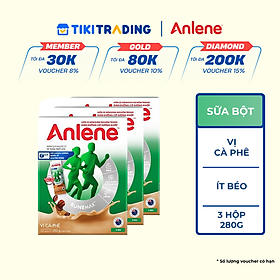 Combo 3 Sữa Bột Anlene vị Cà phê (Hộp giấy 280g)