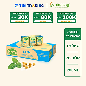 Thùng sữa đậu nành Vinasoy Fami Canxi Nguyên vị (200ml x 36 hộp)
