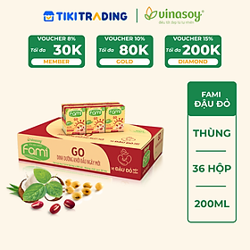 Thùng Sữa Đậu Nành Vinasoy Famigo Đậu Đỏ Nếp Cẩm (200ml x 36 Hộp)