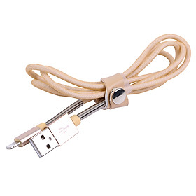 Dây Cáp Sạc Nhanh Bọc Lò Xo Cho iPhone, iPad Bagi 1m CB-IF10 (Gold) - Hàng Chính Hãng