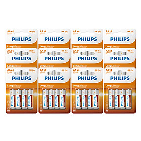 Combo 12 Vỉ - Pin Kẽm Philips AA R6L4B (48 Viên AA) - Cam