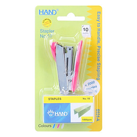 Dập Ghim Mini Số 10 Thân Inox Hand S-924A (Kèm 2 Hộp Kim)