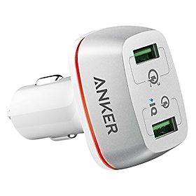 Adapter Sạc Xe Hơi 2 Cổng Anker PowerDrive+ 42W Hỗ Trợ Sạc Nhanh QC 3.0 - A2224(021/H21) (Trắng) - Hàng Chính Hãng