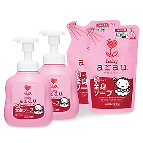 Combo 2 Sữa Tắm Cho Em Bé Arau Baby Bình 450ml + 2 Túi 400ml - N