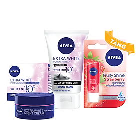 Combo Sữa Rửa Mặt Bùn Khoáng Và kem Dưỡng Trắng Da ban Đêm Nivea - Tặng Kèm 1 Son Dưỡng Nivea