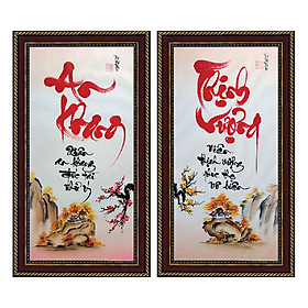 Tranh thư pháp bộ đôi An Khang Thịnh Vượng (38 x 68 cm) Thế Giới Tranh Đẹp