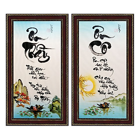 Tranh thư pháp bộ đôi Nhớ Ơn Thầy Cô (38 x 68 cm) Thế Giới Tranh Đẹp