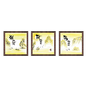 Tranh Thư Pháp Bộ 3 KHÍ - TÀI - TÂM V44-12 (46 x 46 cm) Thế Giới Tranh Đẹp