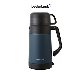 Bình giữ nhiệt LocknLock Easy Outdoor Vacuum Bottle LHC1484 - Có nắp sử dụng được như cốc và dây đeo vai - 1.2L - Hàng chính hãng - Xanh Navy