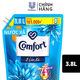 Nước Xả Làm Mềm Vải COMFORT Nước Xả Vải Hương Ban Mai Đậm Đặc 1 Lần Xả Giúp Giữ Màu & Bền Vải 3.8L