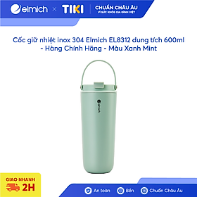 Cốc giữ nhiệt inox 304 Elmich EL8312 dung tích 600ml - Hàng Chính Hãng - Màu Xanh Mint