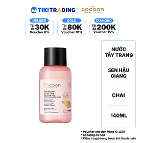 Nước Tẩy Trang Sen Hậu Giang Sạch Bụi Siêu Mịn PM1.0, Có Prebiotics Dịu Êm Cho Da Rất Nhạy Cảm Cocoon 140ml