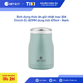 Bình đựng thức ăn giữ nhiệt Inox 304 Elmich EL-8291M dung tích 470ml - Xanh