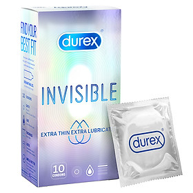 Bao cao su Durex Invisible Extra Thin Extra Lubricated 1 Hộp 10 Bao