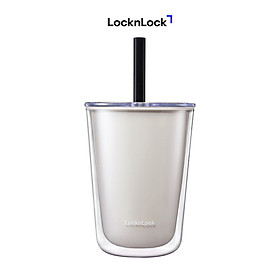 Ly nhựa 2 lớp Bubble Tea Cold Cup LocknLock HAP529 - Kèm ống hút - Dung tích 720ml - Ngà
