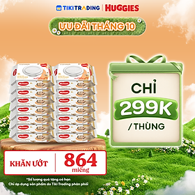 Combo 12 Gói Khăn Ướt Huggies Cacao và Bơ Hạt Mỡ (72 Miếng/ Gói)