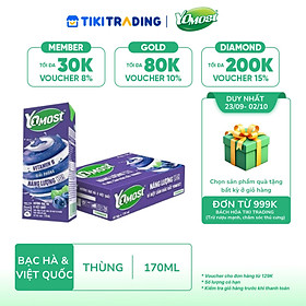 Thùng 48 Hộp Sữa Chua Lên Men Tự Nhiên Yomost Bạc Hà - Việt Quất (170ml/Hộp)