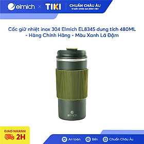 Cốc giữ nhiệt inox 304 Elmich EL8345 dung tích 480ML - Hàng Chính Hãng - Màu Xanh Lá Đậm