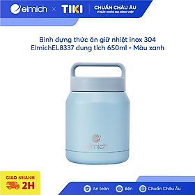 Bình đựng thức ăn giữ nhiệt inox 304 Elmich EL8337 dung tích 650ml - Màu xanh