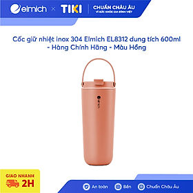 Cốc giữ nhiệt inox 304 Elmich EL8312 dung tích 600ml - Hàng Chính Hãng - Màu Hồng