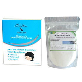 Combo 24 Miếng Dán Mụn Beaumore + Mặt Nạ Bột Beaumore Modeling Mask - Vitamin C (100g)