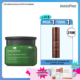 Kem dưỡng cung cấp ẩm từ trà xanh và dầu hạt trà xanh tươi Innisfree Green Tea Seed Cream 50ml - NEW