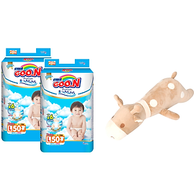 Combo 2 bịch tã dán Goo.N Premium gói cực đại size L50 (50 miếng) + Tặng 1 thú bông con hươu