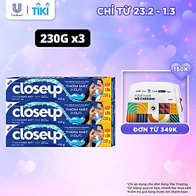 Combo 3 Kem đánh răng dạng gel giúp sạch khuẩn Closeup Thơm Mát Bất Tận Tinh Thể Băng Tuyết 230g cho hơi thở thơm mát dài lâu