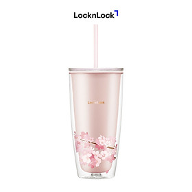 Ly Nhựa 2 Lớp LocknLock Double Wall Cold Cup Cherry Blossom 750ml HAP509PIK - Màu