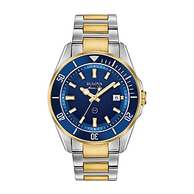 Đồng Hồ Nam Dây Kim Loại Kính Cường Lực BULOVA 98B334 - Mặt Xanh (43mm)