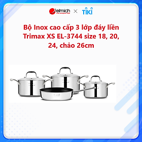 Mua Bộ Inox cao cấp 3 lớp đáy liền Elmich Tri-max XS EL-3744 size 18  20  24  chảo 26Cm