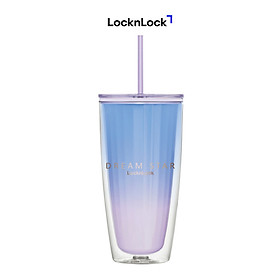 Ly nhựa 2 lớp LocknLock kèm ống hút Dream star Double wall cold cup 750ml HAP522
