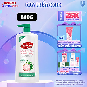 Sữa Tắm Lifebuoy Detox Và Sạch Sâu Khỏi Bụi Mịn Pm2.5 Và Vi Khuẩn Tràm Trà Muối Hồng 100% Từ Thiên Nhiên Chai 800G
