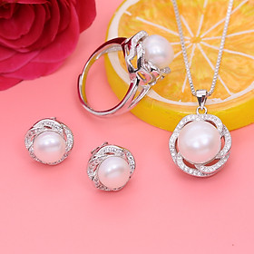 Bộ trang sức Ngọc Trai Thiên Nhiên T4 màu trắng Bảo Ngọc Jewelry (Freesize)