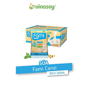 Thùng Sữa Đậu Nành Vinasoy Fami Canxi (200ml x 40 Bịch)