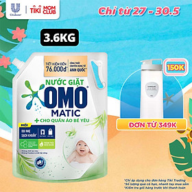 TúI Nước Giặt Omo Matic Cho Quần Áo Bé Yêu Chiết Xuất Tràm Trà Và Nha Đam Dịu Nhẹ, Sạsh Khuẩn 3.6Kg